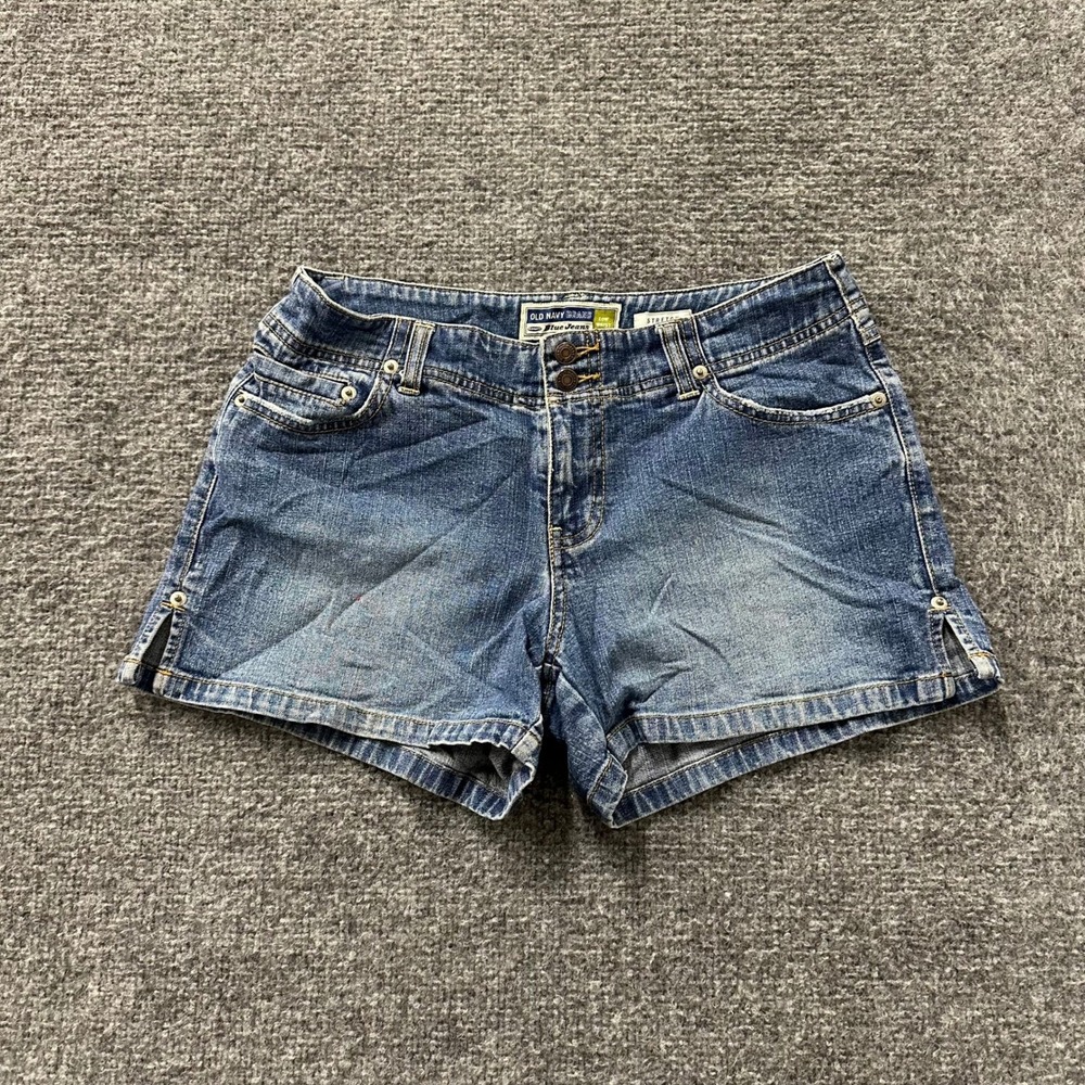 Old Navy Denim Shorts Womens Size 4 Blue Low Waist Stretch Casual Side Slit Jean